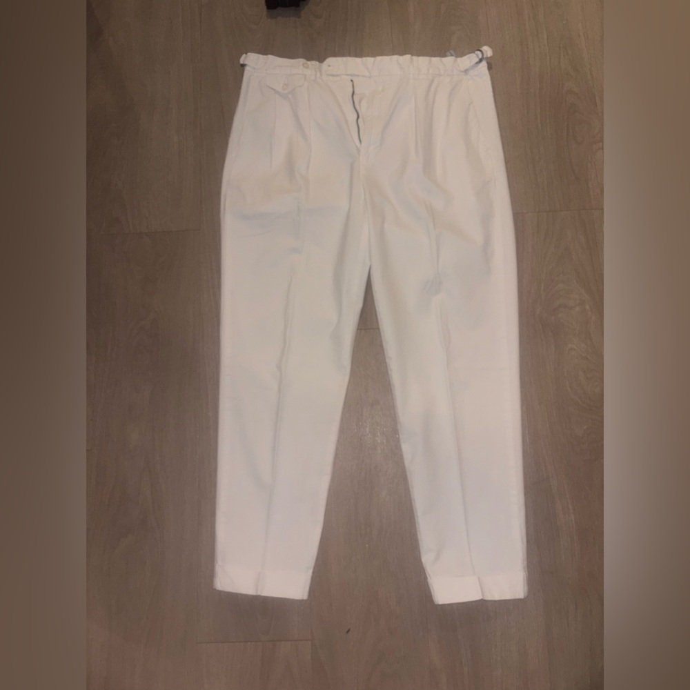 Ralph Lauren White Men's Pants slim taper pleated side adjusters and cuff